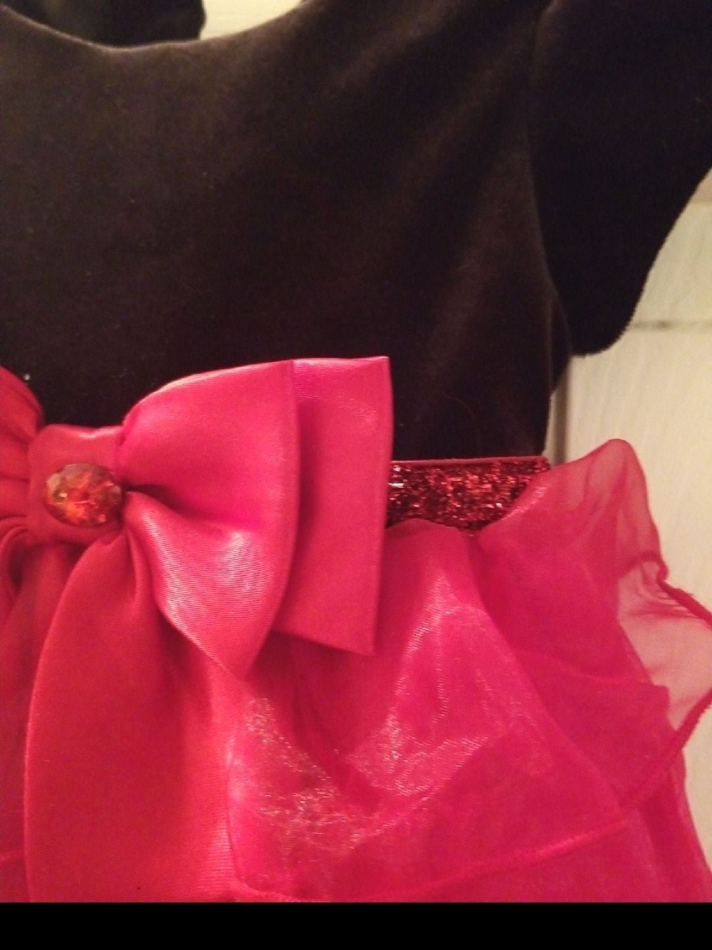 Youngland Black and Hot Pink Layered Bow Party Dress - Picture 4 of 6